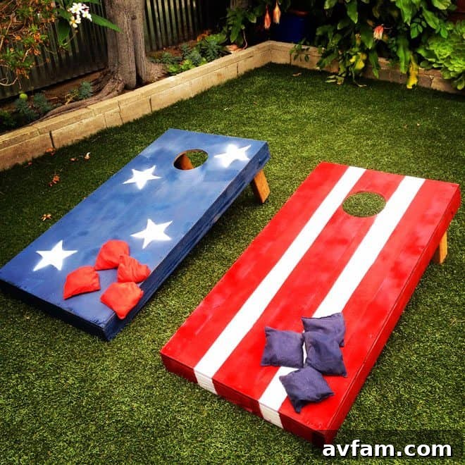 DIY Stars and Stripes Cornhole Boards Stars and Stripes Bean Bag Toss Boards - Custom DIY Cornhole Set