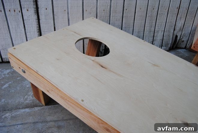 DIY Cornhole Leg Attachment Attaching Cornhole Board Legs with Carriage Bolts
