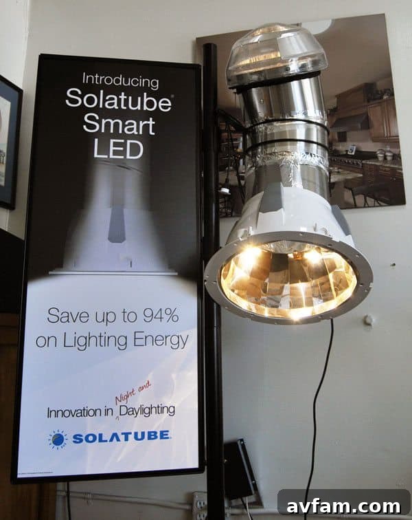 Solatube Dealer Showroom Display solatube-dealer-led-display - Discover the Solatube Smart LED System at a local dealer showroom, showcasing innovative daylighting integration.