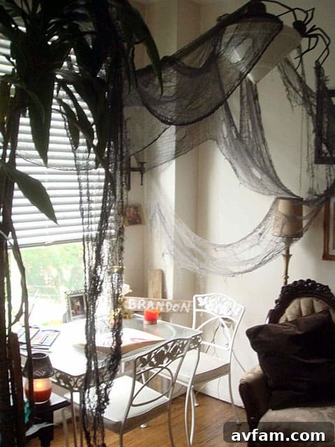 A close-up of Matthew Gray Gubler's Halloween decor, featuring a spooky, perhaps antique, doll or prop with a haunting expression.
