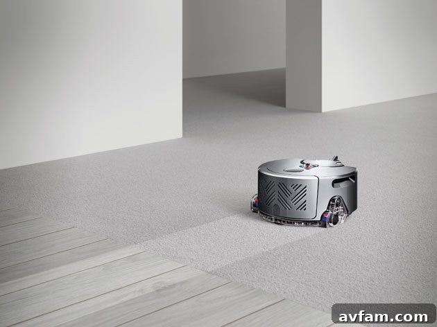 Dyson 360 Eye Robot Vacuum positioned for cleaning
