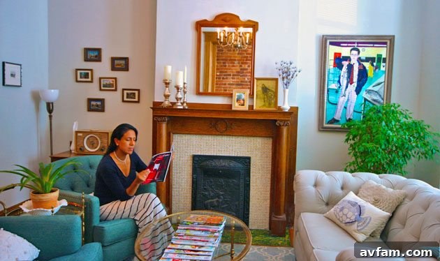 Lulu in the elegant parlor of her historic Richmond home