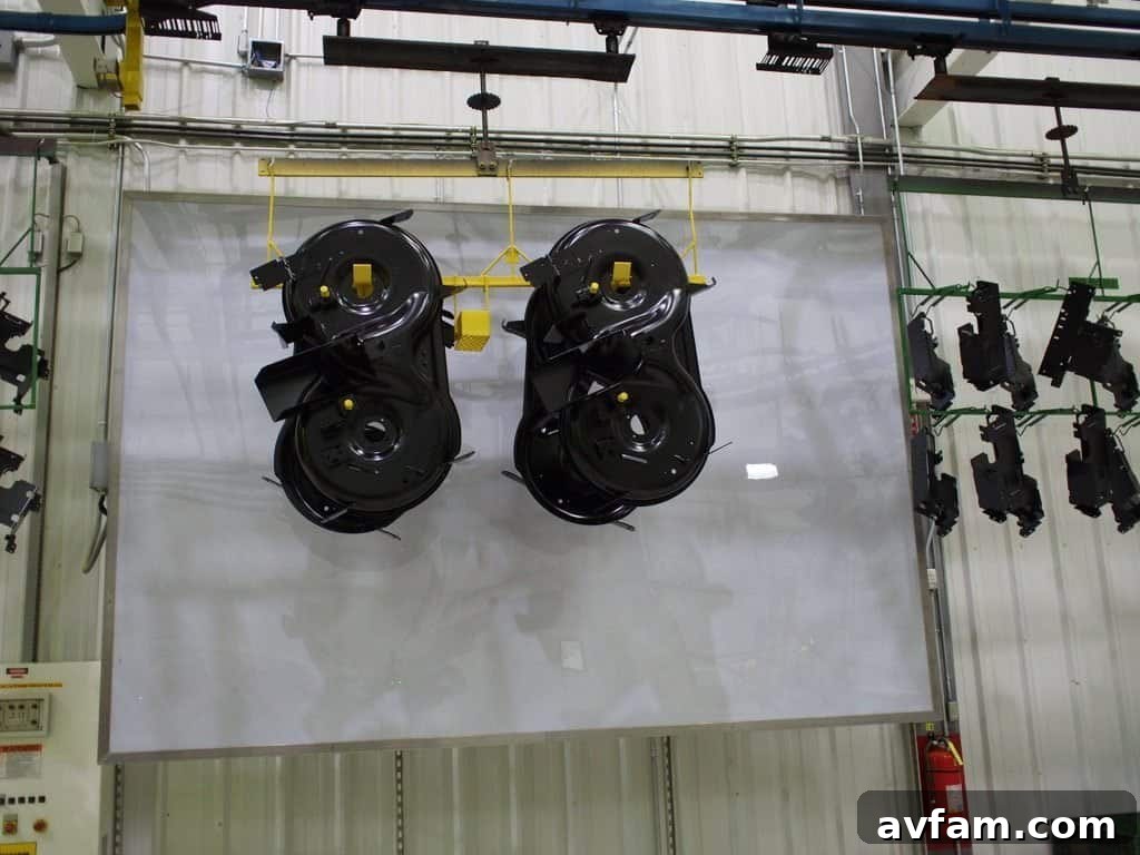 Zero-turn mowers taking shape at John Deere Greeneville John Deere EZTrak mowers on the assembly line