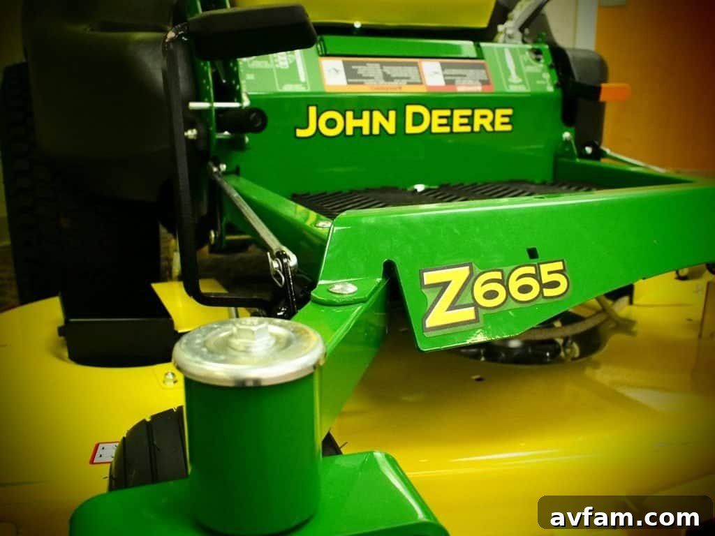 Overview of the busy John Deere production facility John Deere factory floor with assembly lines