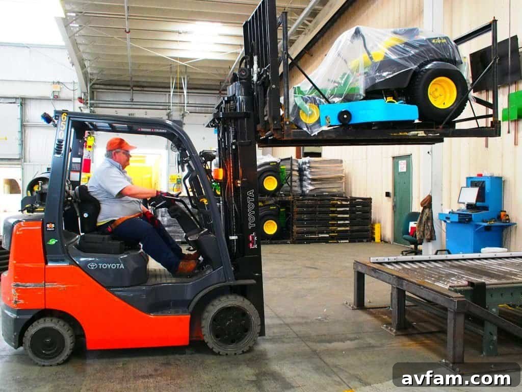 Verifying ease of transport and secure loading for John Deere John Deere D100 series on a ramp for loading test