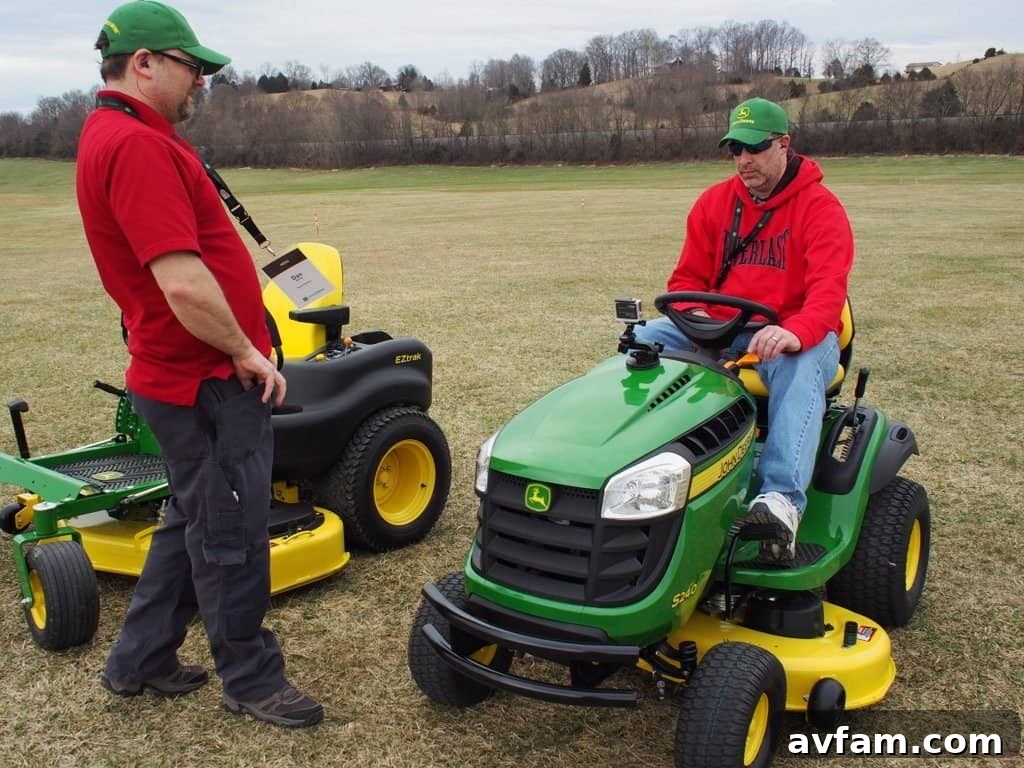 Assessing ease of cleaning for John Deere cutting decks John Deere D100 series deck wash port efficiency test