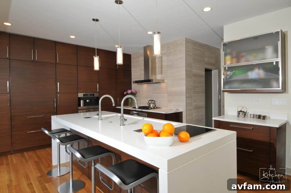 Elegant white custom kitchen with island
