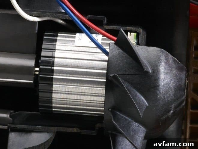 Close-up of Husqvarna brushless motor in a battery blower