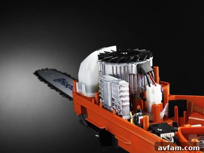Husqvarna 536Li XP battery chainsaw motor detail