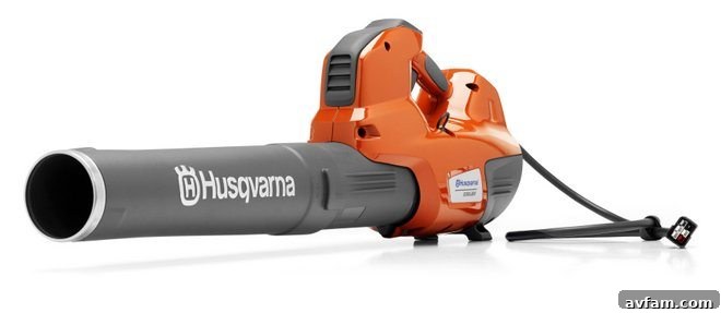 Husqvarna battery-powered string trimmer in action