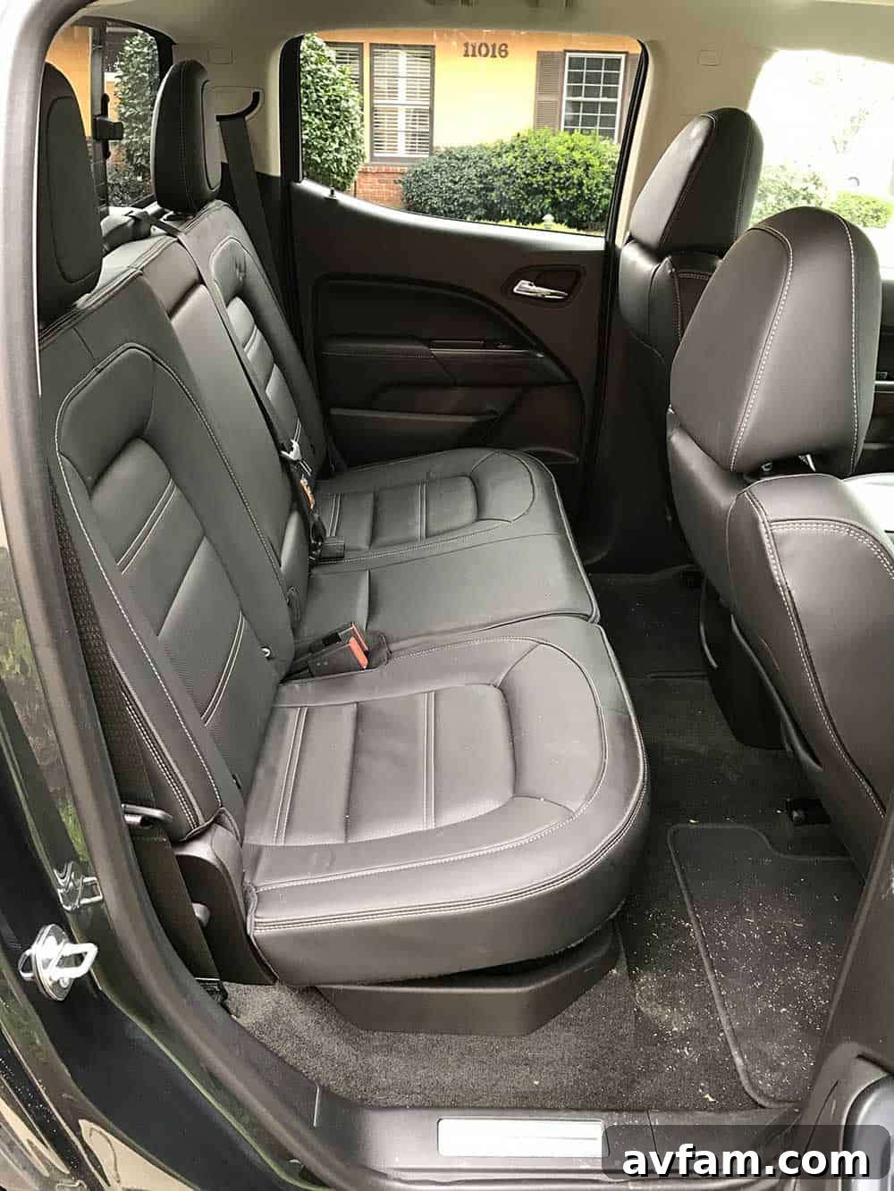 Denali Leather Seats Close-up of the GMC Canyon Denali's luxurious leather seating and stitching