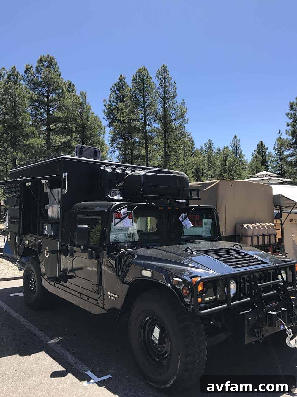 A custom-built overland trailer, equipped with a rooftop tent and storage solutions, designed to be towed by an expedition vehicle.