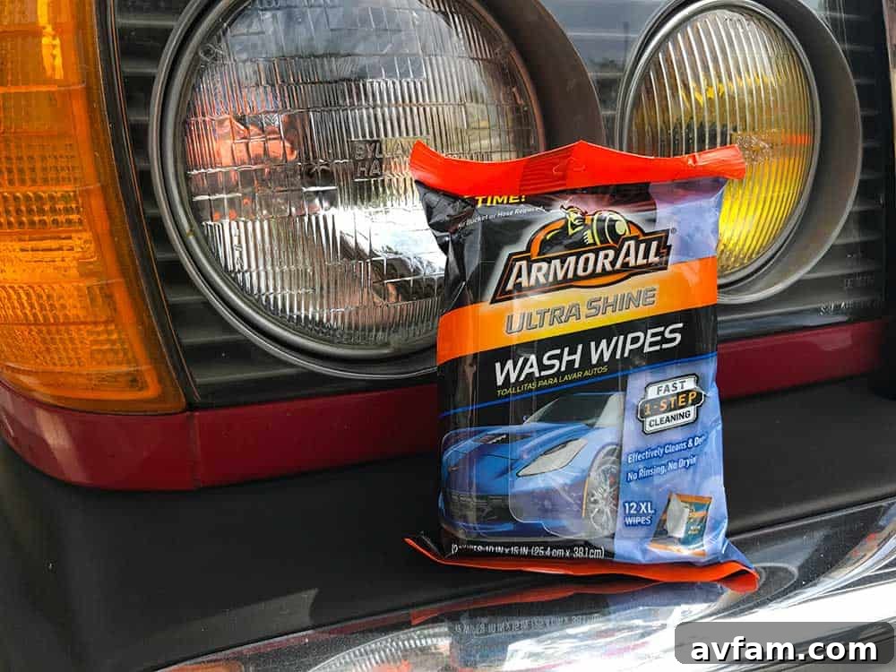 Armor All Ultra Shine Wash Wipes in action Car cleaning with Armor All Ultra Shine Wash Wipes