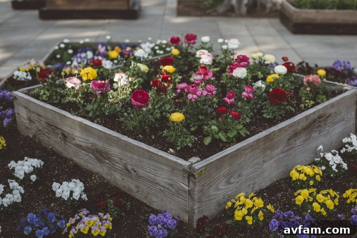 Planter Box Aesthetics A selection of raised planter boxes, highlighting how they enhance various garden aesthetics.