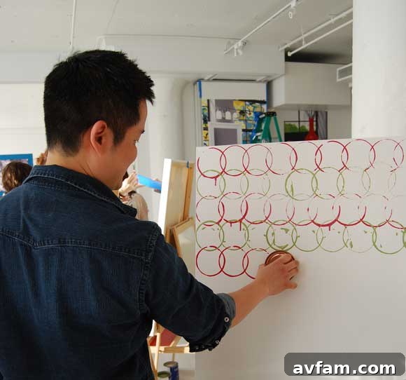 Danny Seo Painting Circles Danny Seo focused on painting circles on his project.