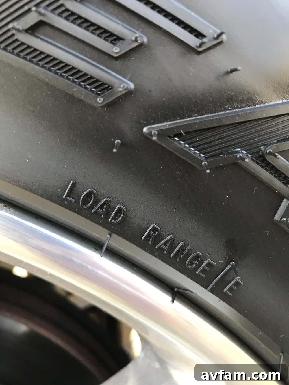Close-up of Goodyear Wrangler UltraTerrain AT sidewall