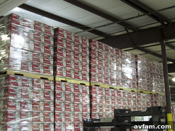 Genie Stock The vast distribution center at Genie, showcasing an organized inventory of garage door openers ready for shipment to customers nationwide.