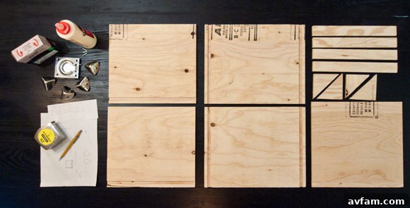 Materials for building a wooden record crate