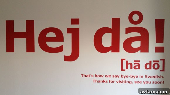 Text 'Goodbye for now' written on an IKEA store wall, as a farewell to customers.