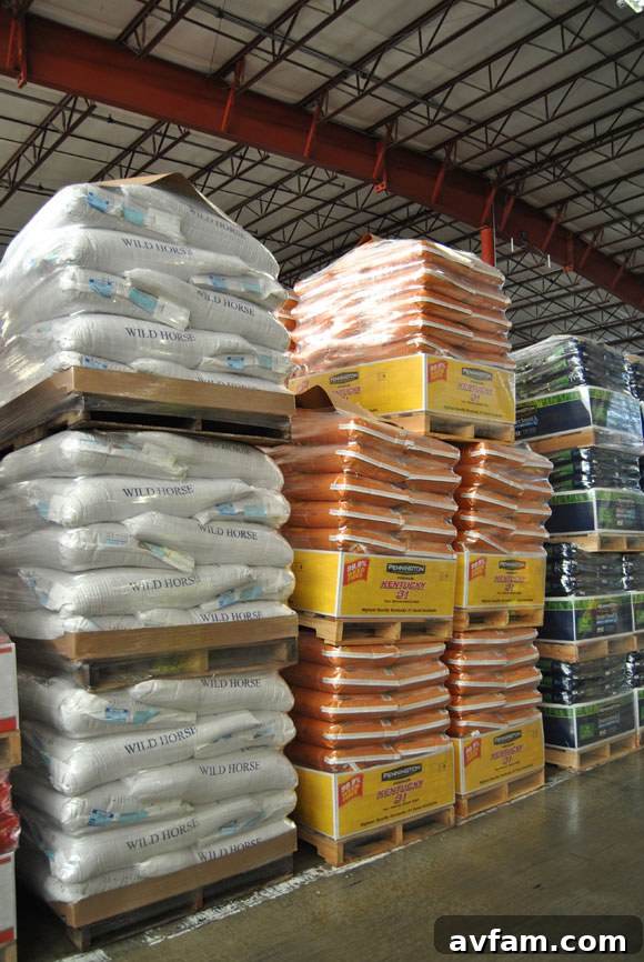 Warehouse storage of bagged grass seed