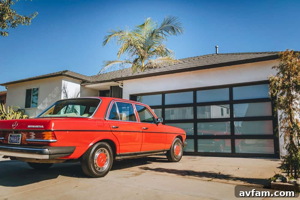 Modern Clopay Avante garage door on a traditional home