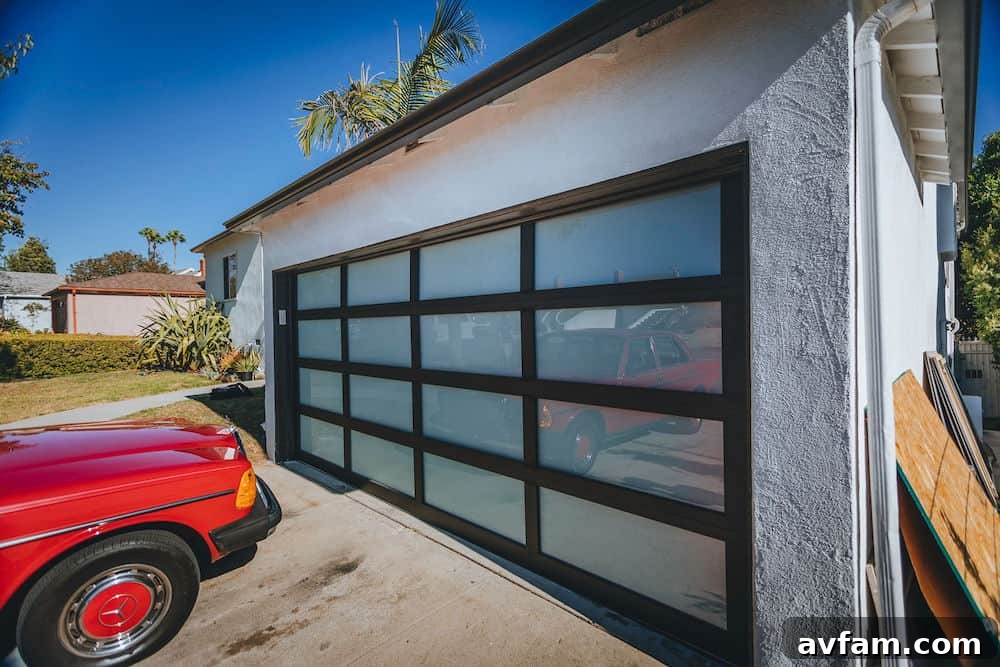 Final exterior shot of the home with the new garage door