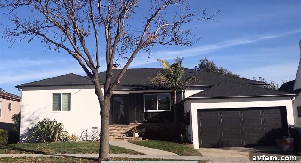 Before photo of the old painted steel garage door