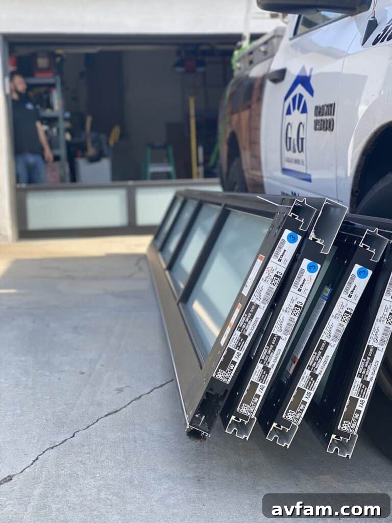 Detailed shot of the robust garage door hardware