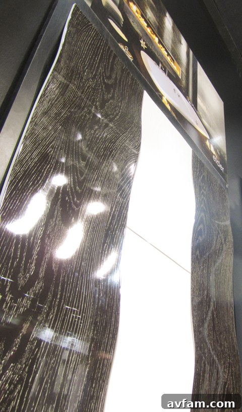 3D wood-look wave tile creating a dynamic accent wall