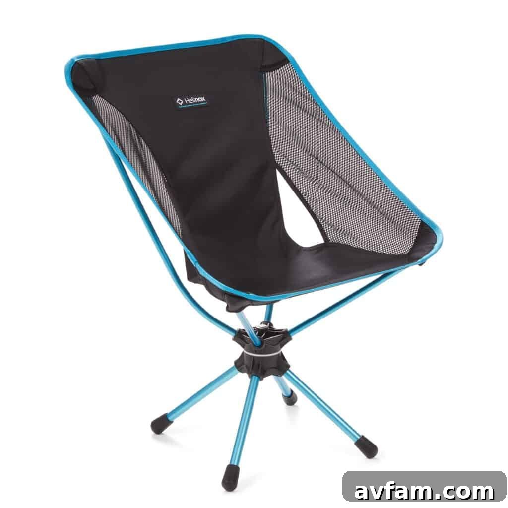 Helinox Swivel Chair Helinox Swivel Chair in a natural setting, showing its compact and rotating design