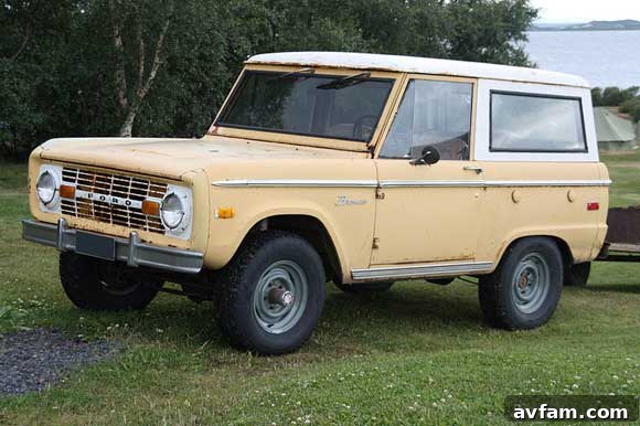 A classic first-generation Ford Bronco, showcasing its iconic design and timeless appeal, a true American off-road legend.