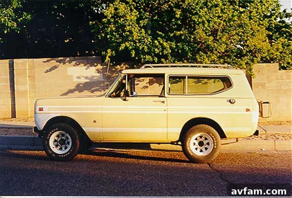 A vintage International Harvester Scout, highlighting its distinctive and rugged design, a truly unique classic 4x4.