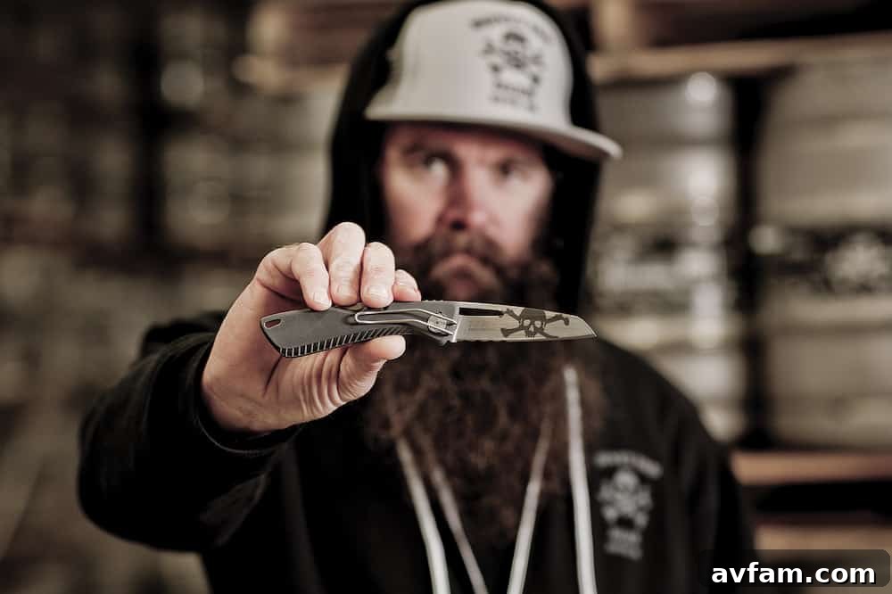 Gerber custom knife handle with intricate patterns and laser engraving
