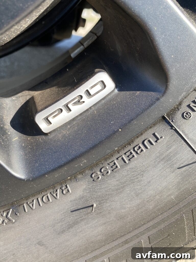 Close-up of the TRD Pro wheel and tire