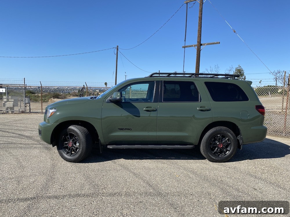 Front three-quarter view of the 2020 Toyota Sequoia TRD Pro