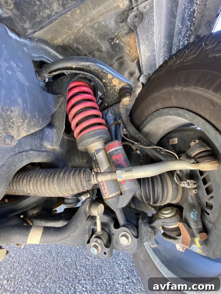 Detailed view of the Fox suspension components on the Sequoia TRD Pro