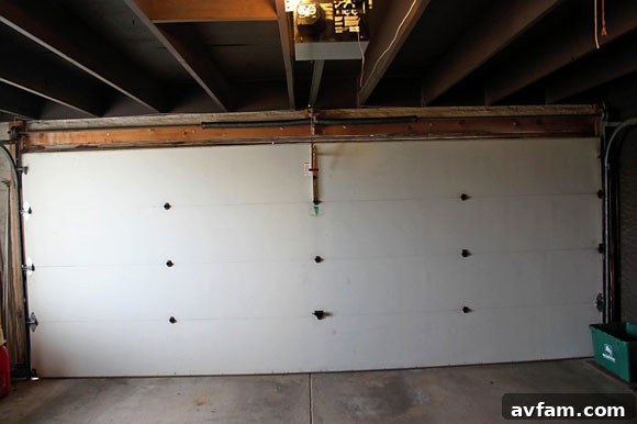 Interior View of the Aging Garage Door