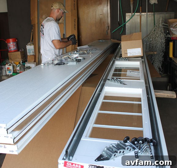 New Garage Door Hardware Unpacked for Installation
