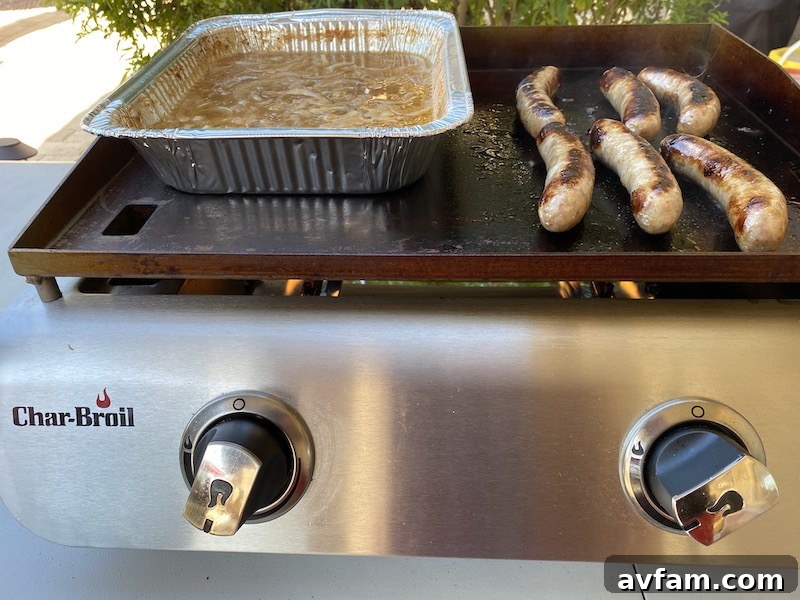 Char-Broil griddle in action: versatile outdoor cooking appliance.
