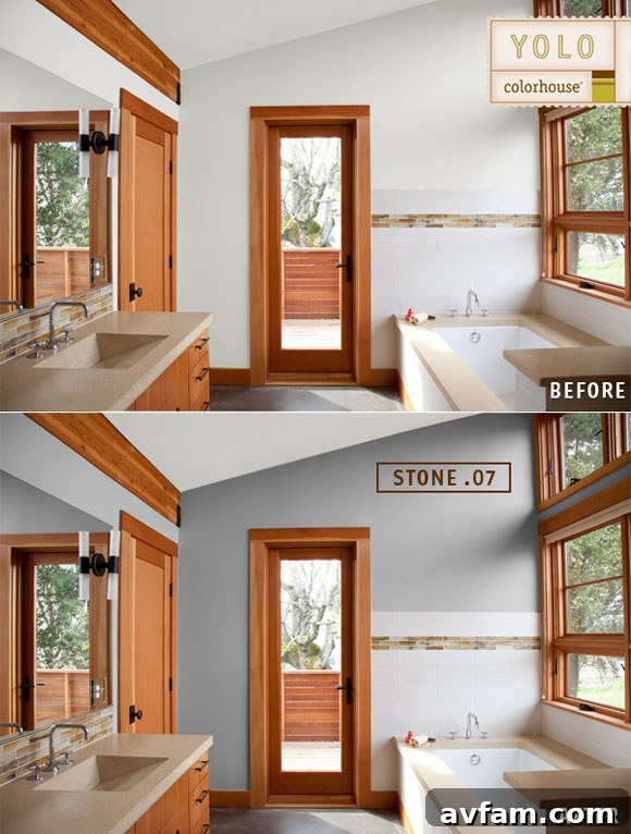 From Ordinary to Extraordinary A Splash of Color 5 Bathroom Before and After with YOLO Colorhouse Paint - Refreshing Update
