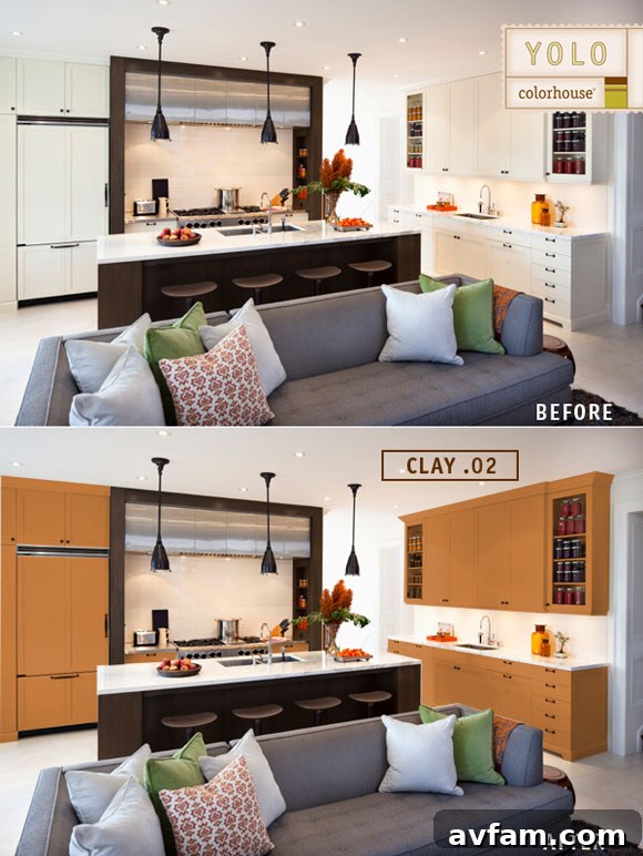 From Ordinary to Extraordinary A Splash of Color 7 Cabinets Before and After with YOLO Colorhouse Paint - Cost-Effective Renovation