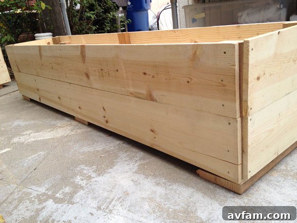 Initial Planter Box Construction Unpainted Long Planter Box Ready for Finishing