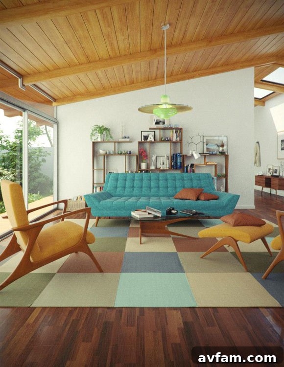 Elegant Mid-Century Modern Home Interior with Architectural Details