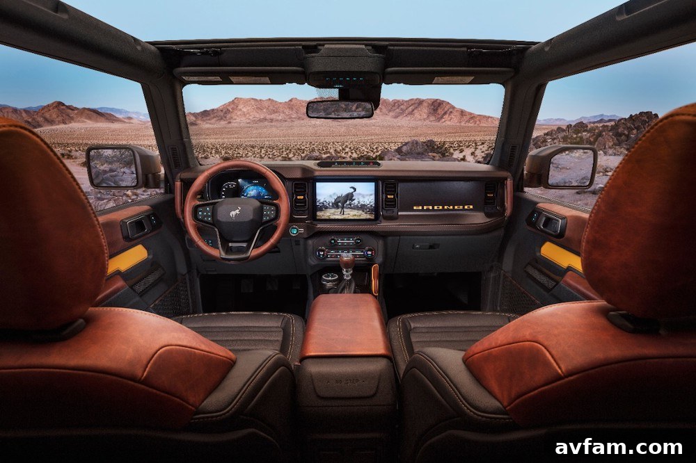 The Ford Bronco's engine bay, showcasing the powerful EcoBoost engine.