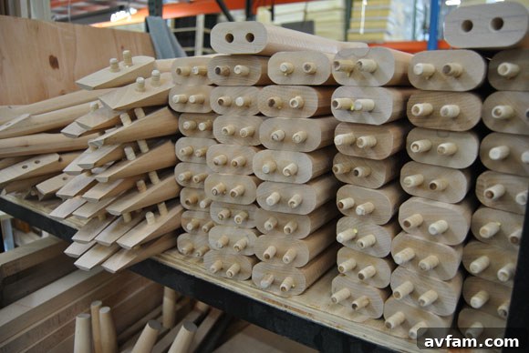Thrive Furniture legs being prepped for finishing