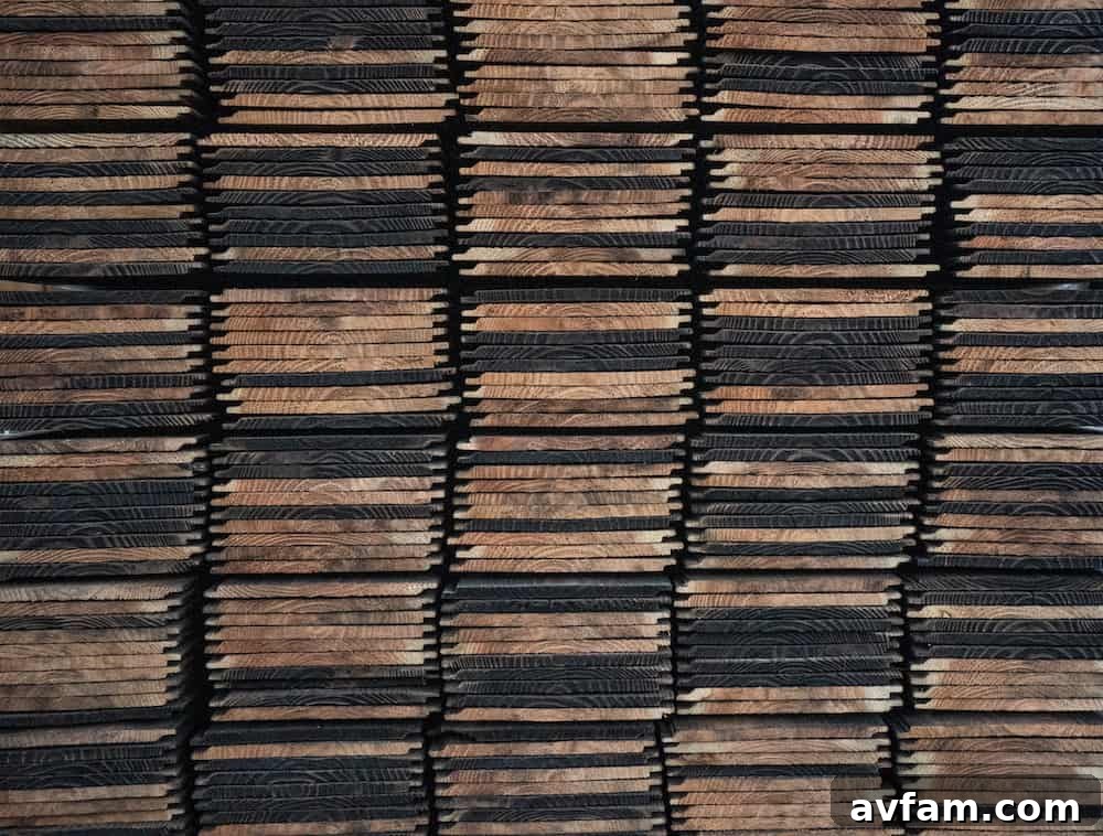 Striking commercial or public building utilizing charred wood for its facade.