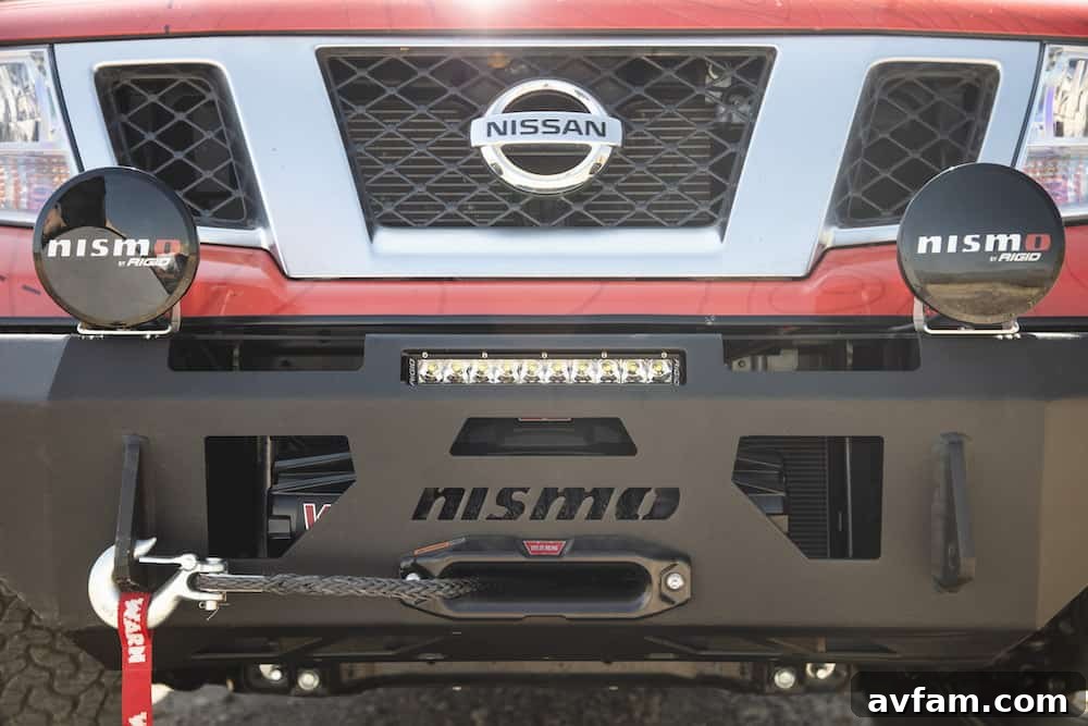 Detail of the Nismo off-road bumper's recovery points