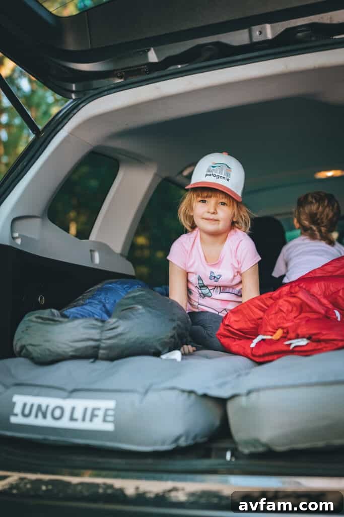 Luno Air Mattress packed neatly into its compact storage bag, emphasizing its portability for car campers and overlanders