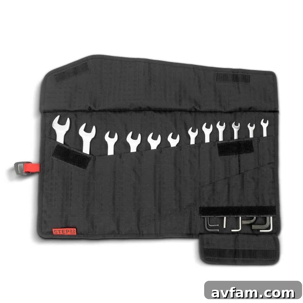The Pangolin Tool Roll's tough exterior fabric and stitching quality.