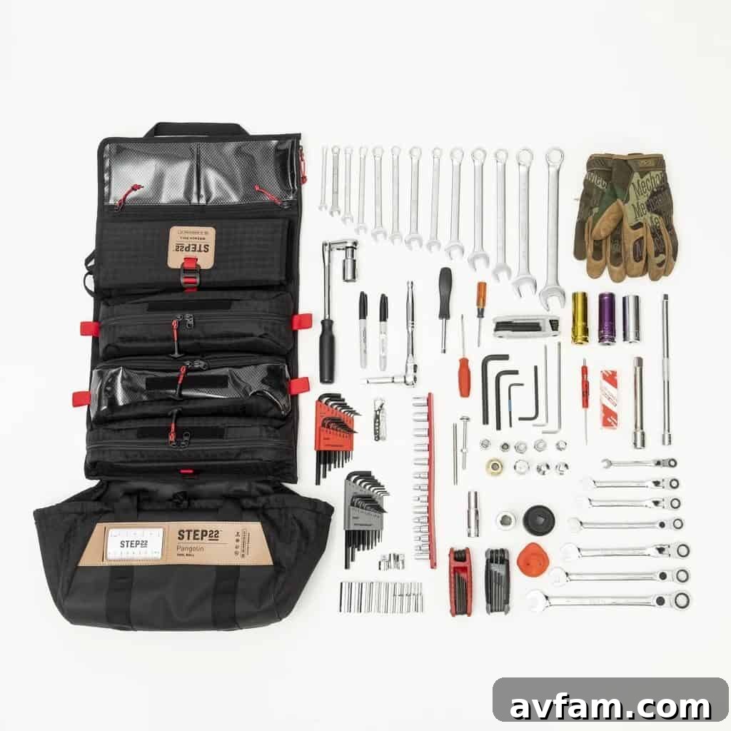 Close-up of the Pangolin Tool Roll's secure closure system, keeping tools safe and compact.